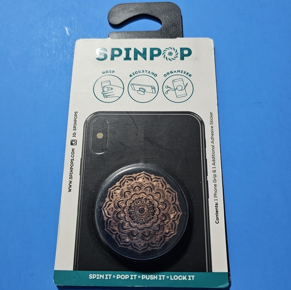 SpinPop: Pop-Up Phone Holder & Stand - ROSE GOLD MANDALA - Picture 1 of 4